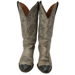 Texas Brand Womens Size 7 Gray Black Leather Cowboy Western Boots American Made